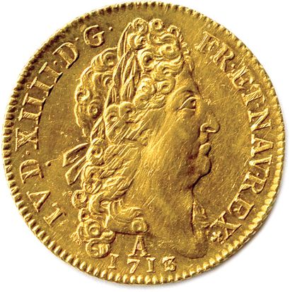 null LOUIS XIV 1643-1715

LVD. XIIII. D. G .FR. ET. NAV. REX (trefoil). 

His head...