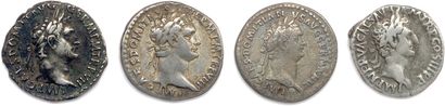 null DOMITIAN - NERVA 

Four silver denarii: 

Denarius of Domitian Minerva left...