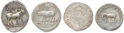 null VESPASIEN - TITUS 

Quatre deniers d'argent : 

Denier de Vespasien au taureau...
