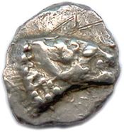 null 
MASSALIA type of the Treasury of Auriol 495-460




Ram's head on the right....