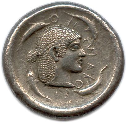 null SICILE - SYRACUSE Règne de Gélon 485-479

Tête de la nymphe Aréthuse à droite,...
