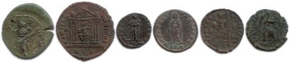 null 
Six Roman bronze coins: 




Carausius Antoninian ♦ RIC 200; Maxentius Follis...