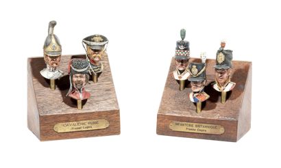 null Lauzun. Ist Empire in 120 mm. Russian Cavalry. 3 finely painted heads on a wooden...
