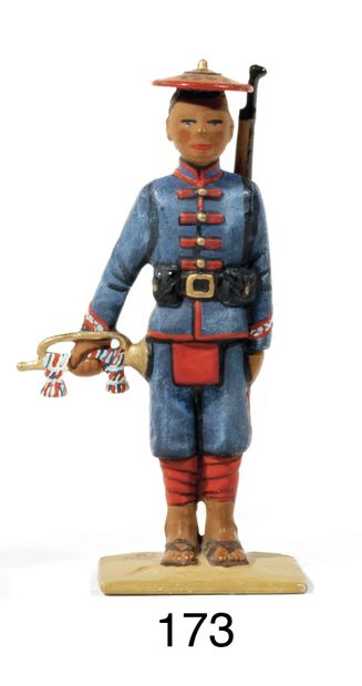 null Jean-Pierre FEIGLY. Bugler of the annamite riflemen (around 1885). Blue canvas...