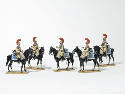 null Métayer. The Carabinieri (1810). 1 standard bearer (flag missing) and 3 soldiers....