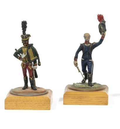 null Debersi. Ier Empire en 75 mm. 7ème régiment de Hussards (1807) et Officier Carabinier...