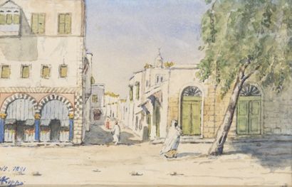 null KOPP (Ecole orientaliste du XIXème siècle).

Deux vues animées de Tunis.

Paire...