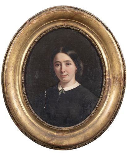 null Ecole Française de la fin du XIXème siècle.

Portrait de femme en noir et col...