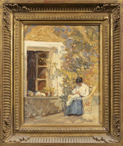 null Ecole Française de la fin du XIXème siècle.

Femme assise à la couture.

Huile...