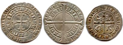 null MOYEN-ÂGE 

Trois monnaies d'argent : 

Louis de Mâle Double-gros au lion 1366-1384...