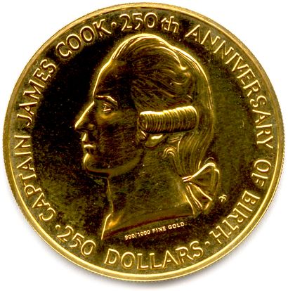 null ÎLES COOK - ÉLISABETH II 1965-

250 Dollars 1978. Captaine James Cook. (17,78...