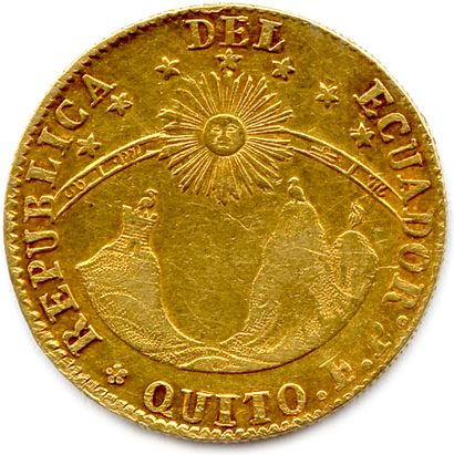 null ÉQUATEUR RÉPUBLIQUE 

4 Escudos 1836 Quito FP. (13,06 g) ♦ Fr 4 

Traces de...