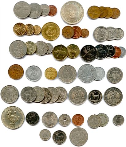 null Lot of 125 coins of African countries in silver, nickel, aluminum and various...