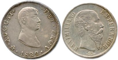 null MEXIQUE 

Deux monnaies d'argent : 8 Reales 1822 Mexico Augustin Iturbide (1822-1823)

Peso...
