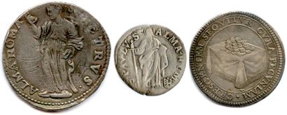 null ITALIE - VATICAN 

Trois monnaies d'argent : 

Teston an III (Saint Pierre)...