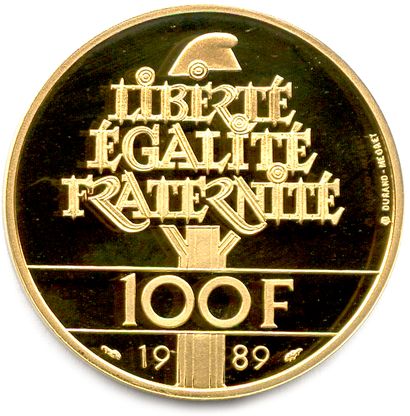 null Vth REPUBLIC 1958-

100 Francs or La Fayette 1989 (17 g) 

Browned blank. F...