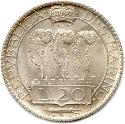 null ITALIE - SAN MARINO RÉPUBLIQUE 

20 Lire argent 1932 Rome. (15,02 g) ♦ Dav 303...