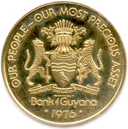 null NOUVELLE GUYANE 

100 Dollars d'or pâle (Eldorado) 1976. (5,86 g) ♦ Fr 1 

...