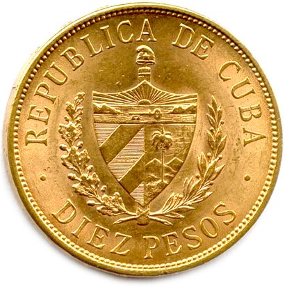 null CUBA RÉPUBLIQUE 

Diez (10) Pesos d'or (Marti) 1916 Philadelphie. (16,75 g)...