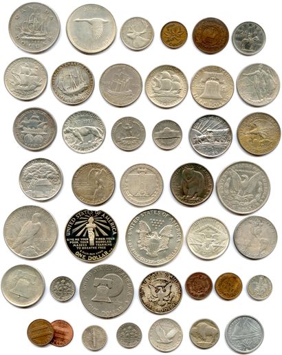 null CANADA et ÉTATS-UNIS D'AMÉRIQUE 

Lot de 41 monnaies en argent, nickel, cuivre...