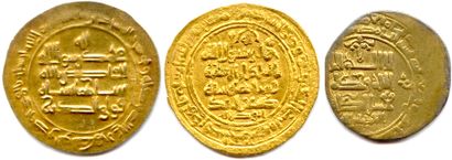 null THE SELJUKS 

Three gold coins: 

Dinar of Abu Nasr Firuz Kharshadh Bouyid Emir...