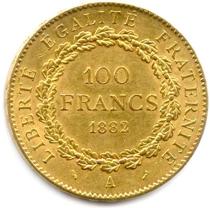 null IIIe RÉPUBLIQUE 1870-1940

100 Francs or (Génie Dupré) 1882 Paris. (Dieu protège...