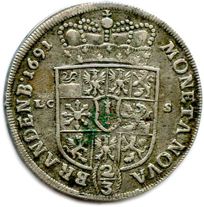 null ALLEMAGNE - PRUSSE - FRIEDRICH III 1688-1701

²⁄3 Thaler d’argent 1691 LCS Berlin....