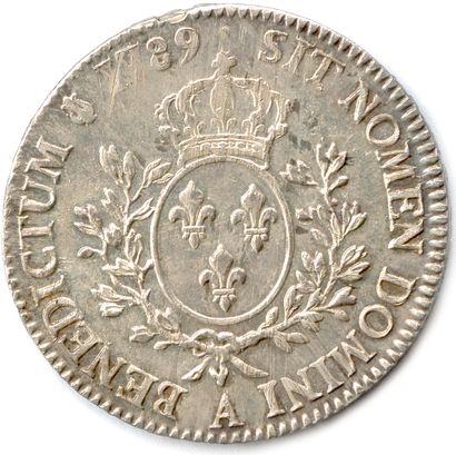 null LOUIS XVI 1774-1793

Écu d'argent dit aux lauriers 1789 A = Paris. (26,36 g)...