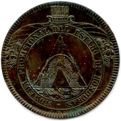 HONDURAS 

8 Pesos en cuivre 1862. (28,36...