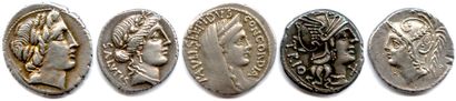 null Five silver denarii of the ROMAN REPUBLIC 

Anonymous (Apollo) Bab 226 ; Acilia...