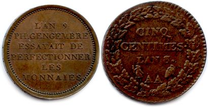null DIRECTOIRE et CONSULAT 1795-1799-1804

Deux monnaies : 

Essai au module de...