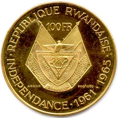 null RWANDA 1961-1965

100 Francs or 1961. Grégoire Kayibanda. (29,97 g) ♦ Fr 1 

Flan...