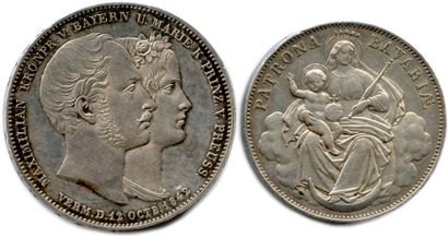 null ALLEMAGNE - BAVIÈRE 

Deux monnaies en argent : 

Louis Ier 1825-1848 Double-thaler...