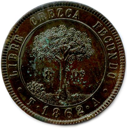 null HONDURAS 

8 Pesos en cuivre 1862. (28,36 g) ♦ KM 27 

Superbe.