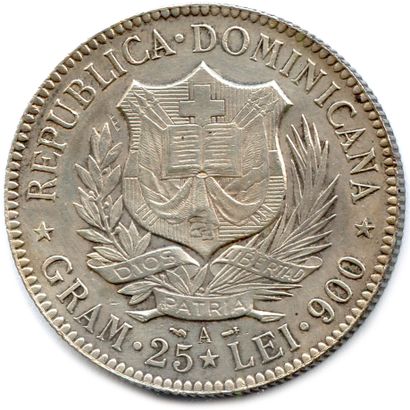 null RÉPUBLIQUE DOMINICAINE 

Cinco (5) Francos d'argent 1891. Paris. (25,02 g) ♦...