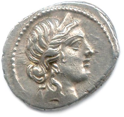 null JULES CAESAR 44 B.C.

Diademed head of Venus on the right. R/. CAESAR. Aeneas...