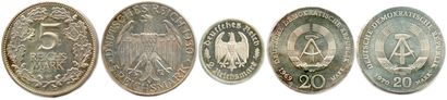 null ALLEMAGNE 

Cinq pièces d'argent : 

République de Weimar 5 Reichs Mark 1930...