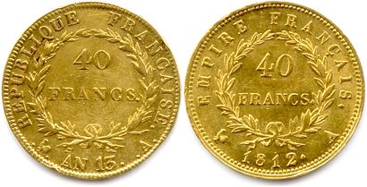 null NAPOLÉON Ier 18 mai 1804 - 6 avril 1814 193

Deux monnaies d'or : 

40 Francs...