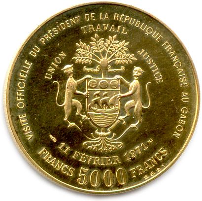 null GABON 1960-

5000 Francs gold 1971. Visit of President Pompidou. (17,53 g) ♦...
