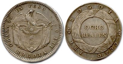null COLOMBIE RÉPUBLIQUE 

Deux monnaies d'argent : 

8 Reales 1847 Nouvelle Grenade...