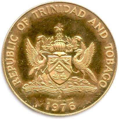 null TRINIDAD ET TOBAGO RÉPUBLIQUE 

100 Dollars d'or pâle (Deux ibis) 1976. (6,44...