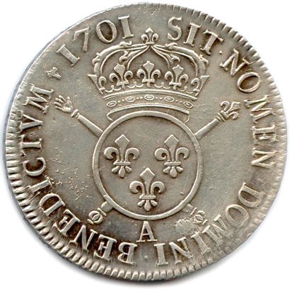 null LOUIS XIV 1643-1715

Écu d'argent aux Insignes 1701 Paris. (27,31 g) ♦ Dy 1533...