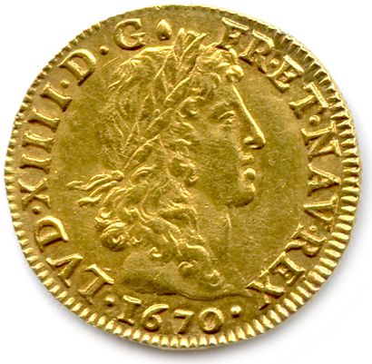 null LOUIS XIV 1643-1715

Louis d'or au buste juvénile lauré 1670 L = Bayonne. (6,70...