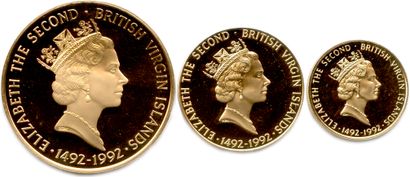 null ILES VIERGES - ÉLISABETH II 

Trois pièces d'or pâle 1992 : 

500 $ (Christophe...