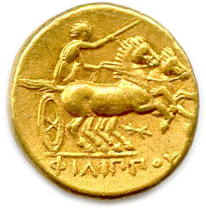 null ROYAUME DE MACÉDOINE - PHILIPPE II 359-336

Tête laurée d'Apollon. Derrière...