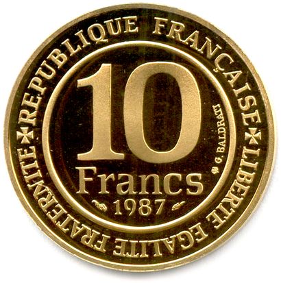 null Ve RÉPUBLIQUE 1958-

10 Francs or Millénaire de Saint-Louis 1987. (11,97 g)...