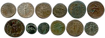null Douze monnaies romaines 

en bronze et en billon : 

Aurélien, Tacite, Probus,

Magnence,...
