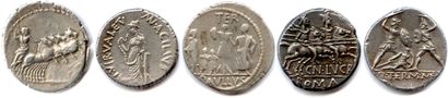 null Five silver denarii of the ROMAN REPUBLIC 

Anonymous (Apollo) Bab 226 ; Acilia...