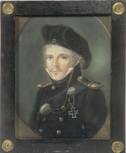 null Anonyme. 1813.Portrait d’un jeune officier allemand des Chasseurs prussiens...