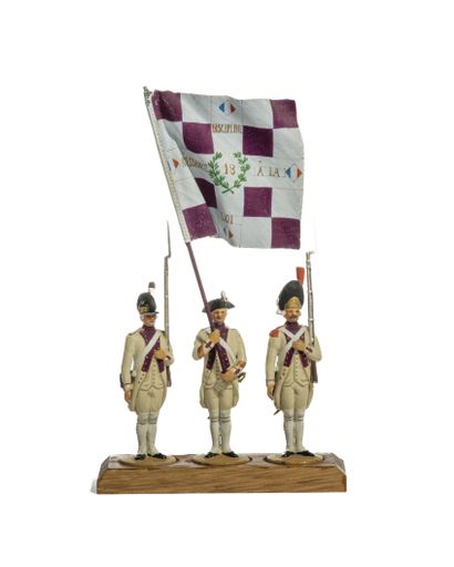 null Métayer. Révolution. Le 18ème régiment d’Infanterie. 1 fusilier, Le drapeau,...
